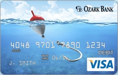 ozark bank personal debit card fishing hook and floatie
